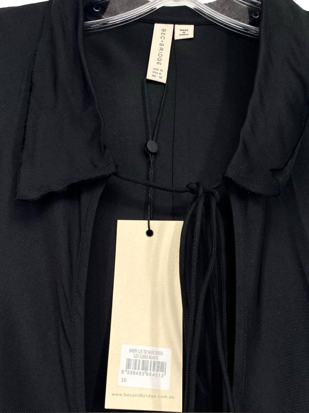 Bec + Bridge Emery Long Sleeve Tie Black Maxi Dress New Size 6 - Picture 5 of 14